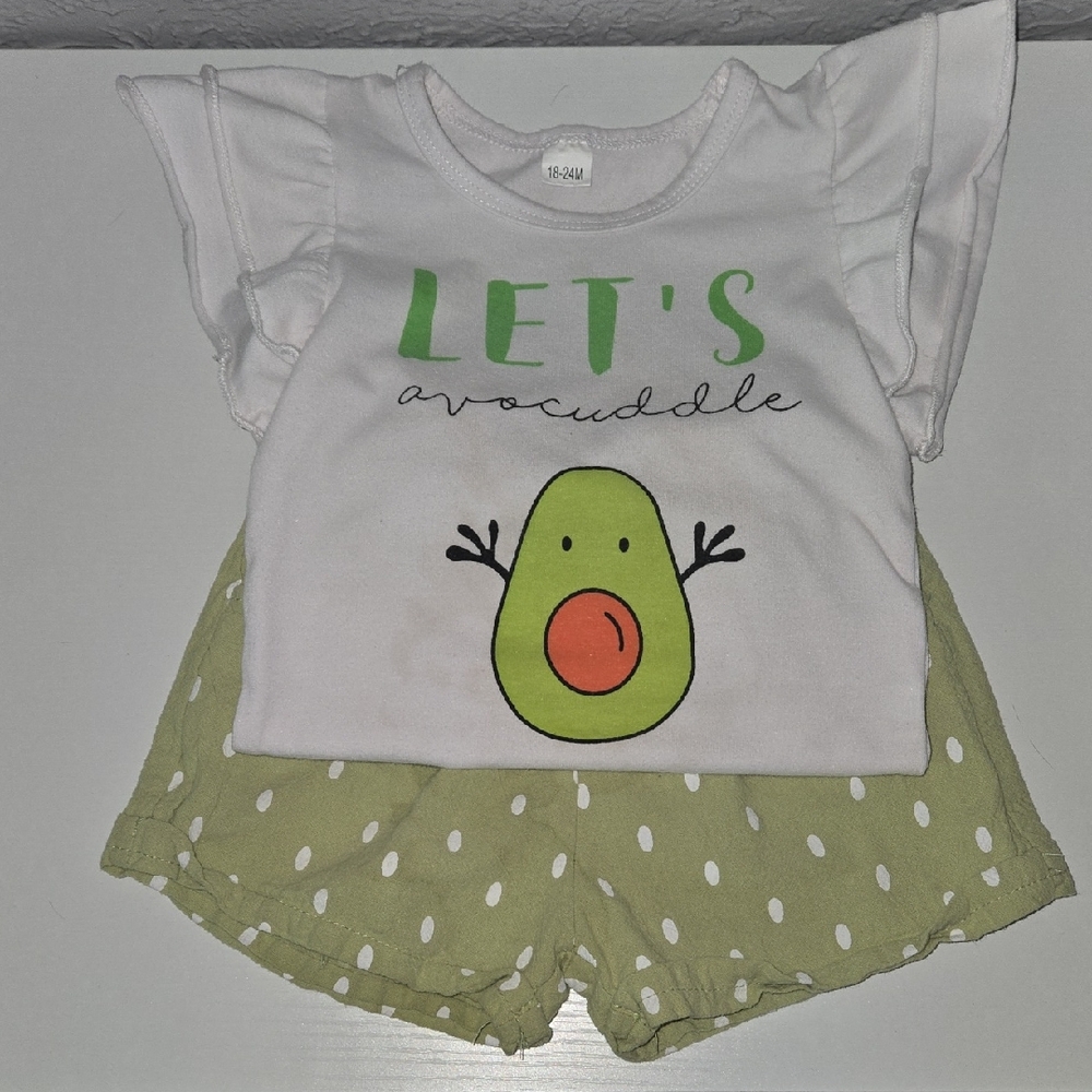Kids Avocado Print Matching Set - White and Green
